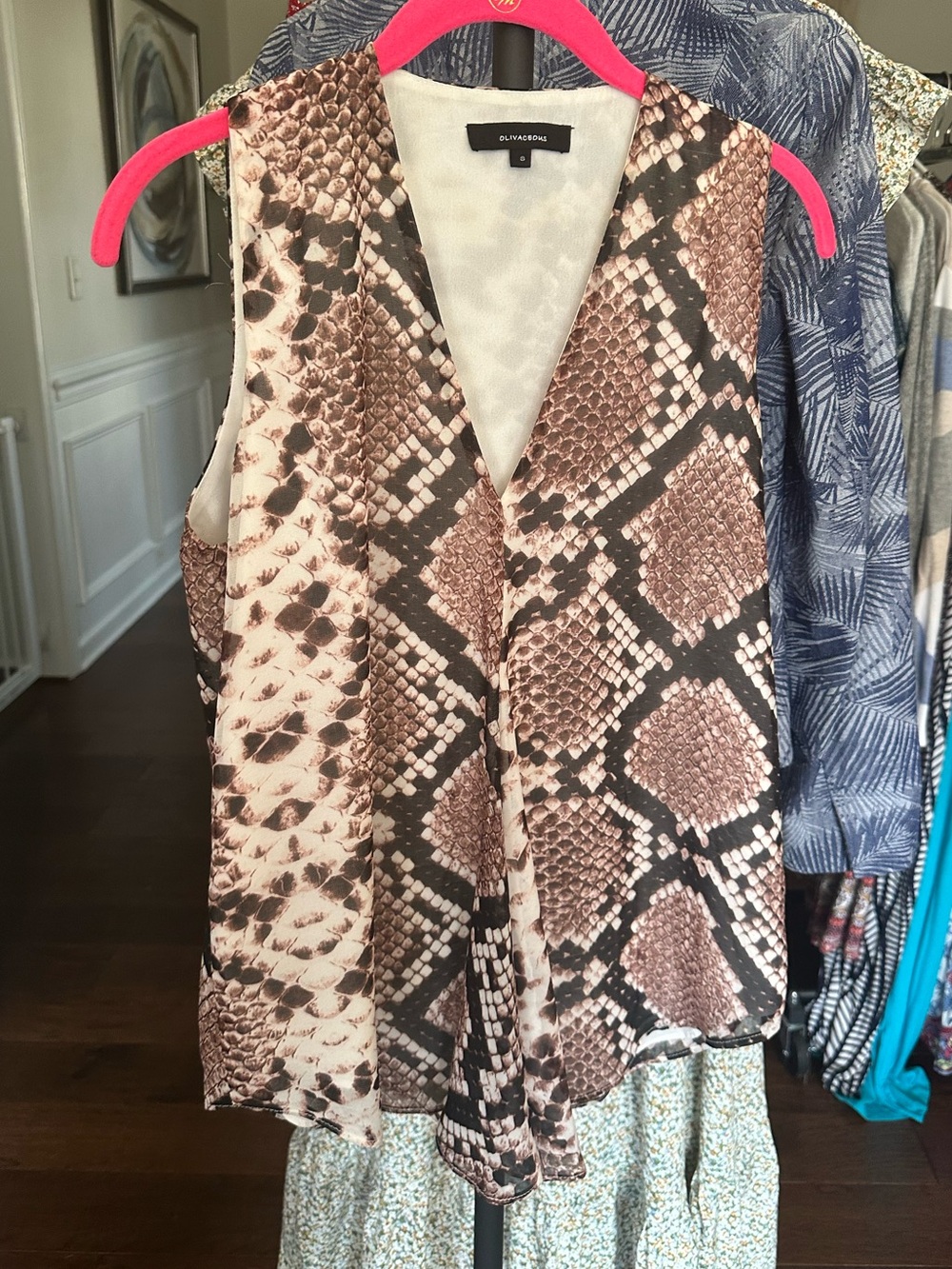 Olivaceous Snakeskin Print Sleeveless Blouse – Size Small
